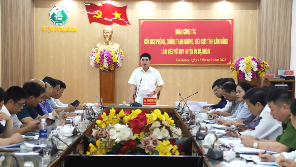 Ban Chỉ đạo Phòng chống tham nhũng, tiêu cực tỉnh Lâm Đồng làm việc với huyện Đạ Huoai