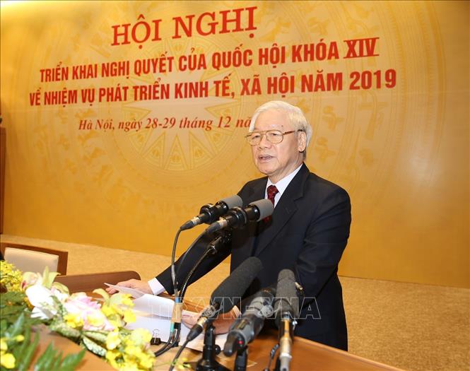 Tổng Bí thư, Chủ tịch nước Nguyễn Phú Trọng phát biểu tại Hội nghị. Ảnh: Trí Dũng/TTXVN