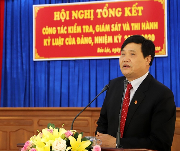 Đồng chí Trần Quốc Lập - Phó Chủ nhiệm Ủy ban Kiểm tra Tỉnh ủy phát biểu chỉ đạo tại hội nghị