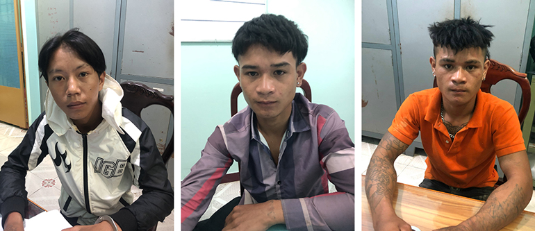 3 thanh niên bị tạm giữ hình sự để điều tra, làm rõ tội cưỡng đoạt tài sản. Ảnh: Công an Lâm Hà