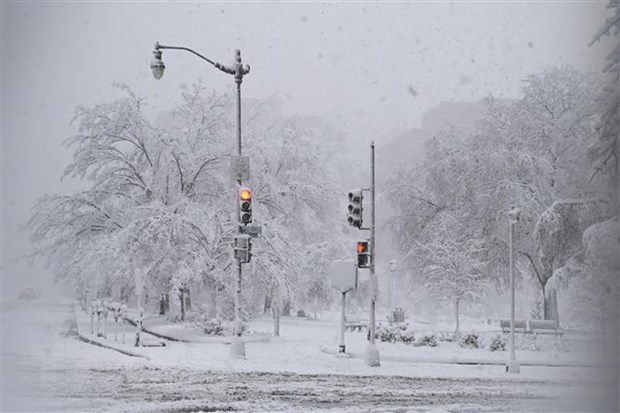 Tuyết rơi dày đặc tại Washington, DC, Mỹ ngày 3/1/2022