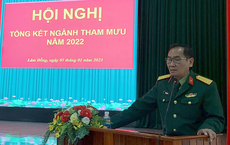 Đại tá Vy Thanh Minh phát biểu chỉ đạo hội nghị