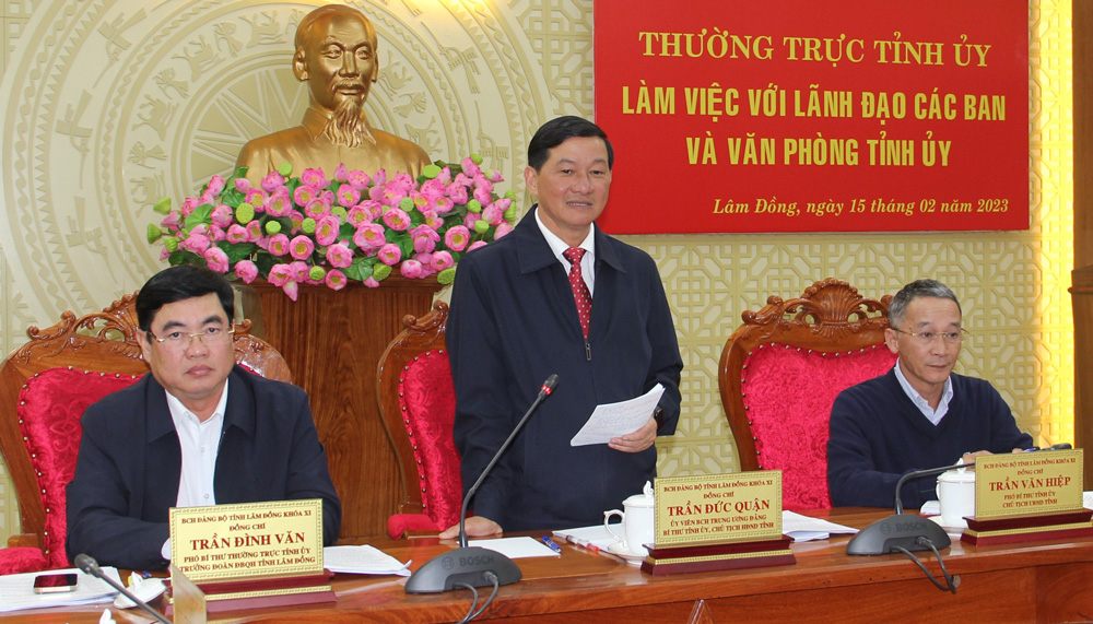 Thường trực Tỉnh ủy làm việc với các Ban và Văn phòng Tỉnh ủy