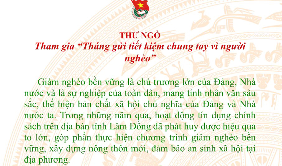 Kêu gọi hưởng ứng Tháng gửi tiết kiệm chung tay vì người nghèo