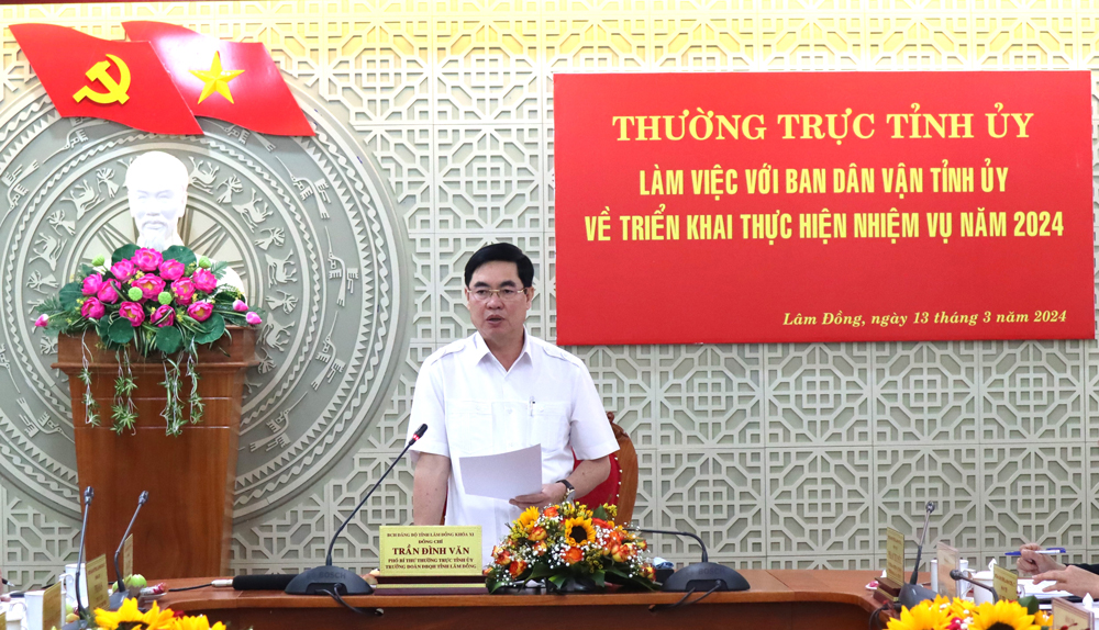 Thường trực Tỉnh ủy làm việc với Ban Dân vận Tỉnh ủy