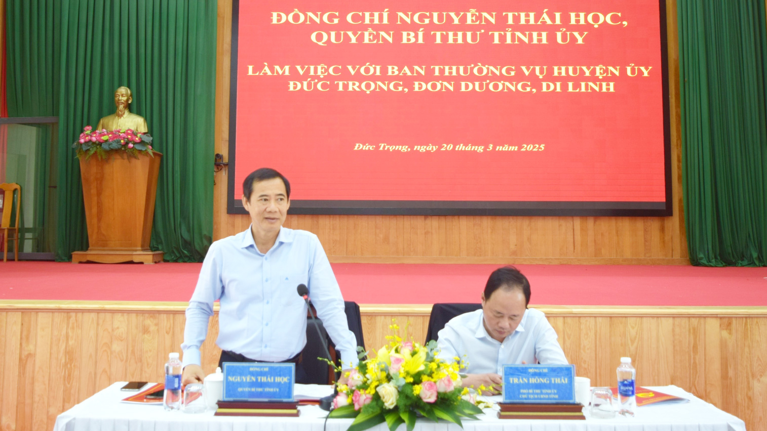 Đồng chí Nguyễn Thái Học - Quyền Bí thư Tỉnh uỷ làm việc với Ban Thường vụ Huyện ủy Đức Trọng, Đơn Dương và Di Linh