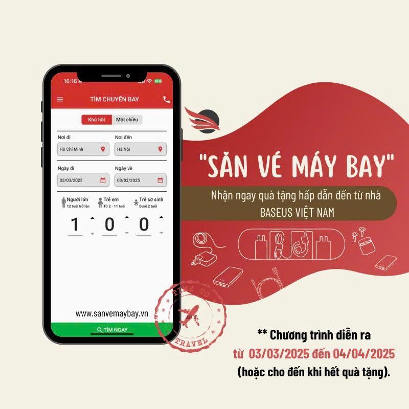 Đặt Vé Máy Bay – Nhận Ngay Phụ Kiện Công Nghệ Cao Cấp Baseus