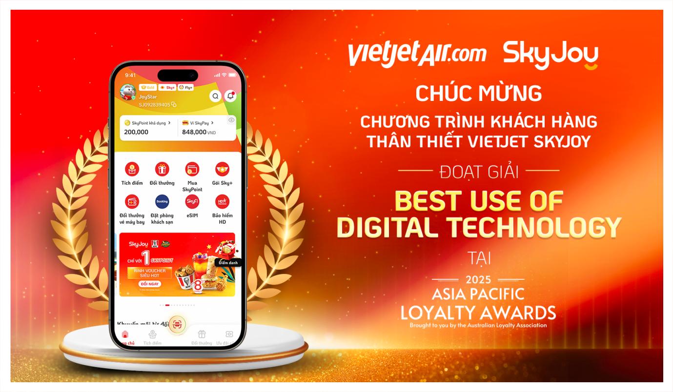 Không ngừng đổi mới sáng tạo trong lĩnh vực công nghệ số, Vietjet thắng lớn tại Asia