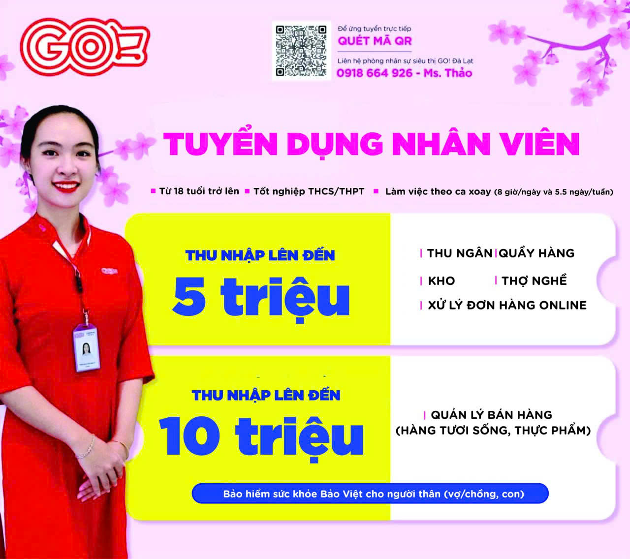 Siêu thị GO! Đà Lạt tuyển dụng nhân viên