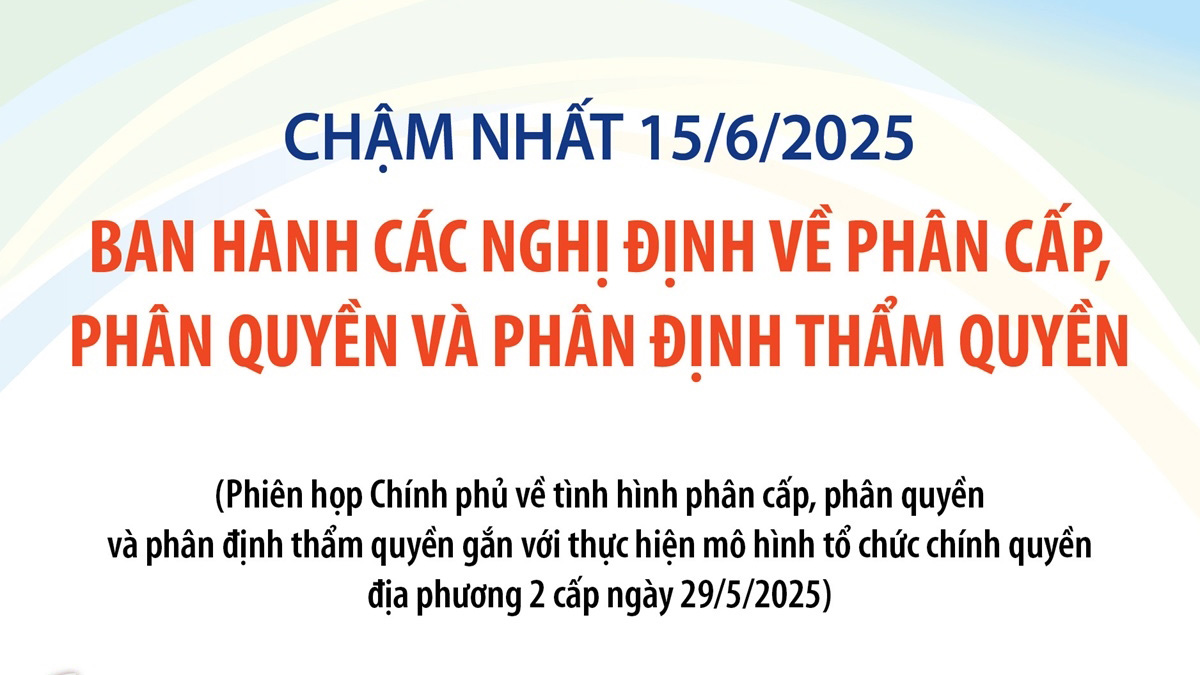 Chậm nhất 15/6, ban hành các nghị định về phân cấp, phân quyền 