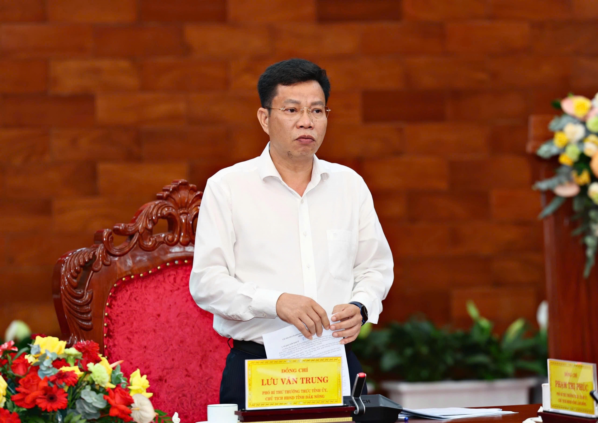 Đồng chí Lưu Văn Trung – Phó Bí thư Thường trực Tỉnh uỷ, Chủ tịch HĐND tỉnh Đắk Nông phát biểu

