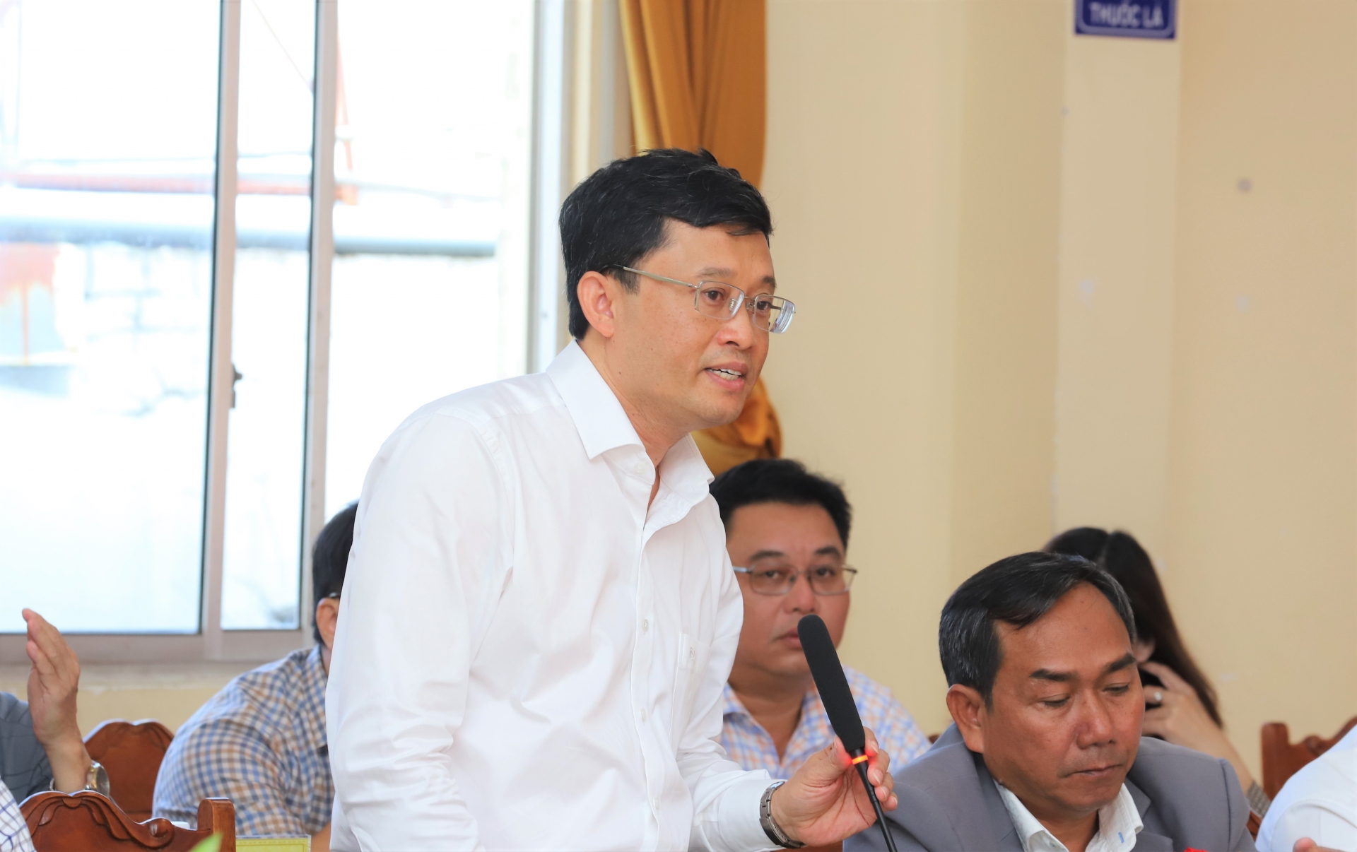 Đồng chí Trương Hoài Minh - Chủ tịch UBND huyện Bảo Lâm phát biểu tại buổi làm việc