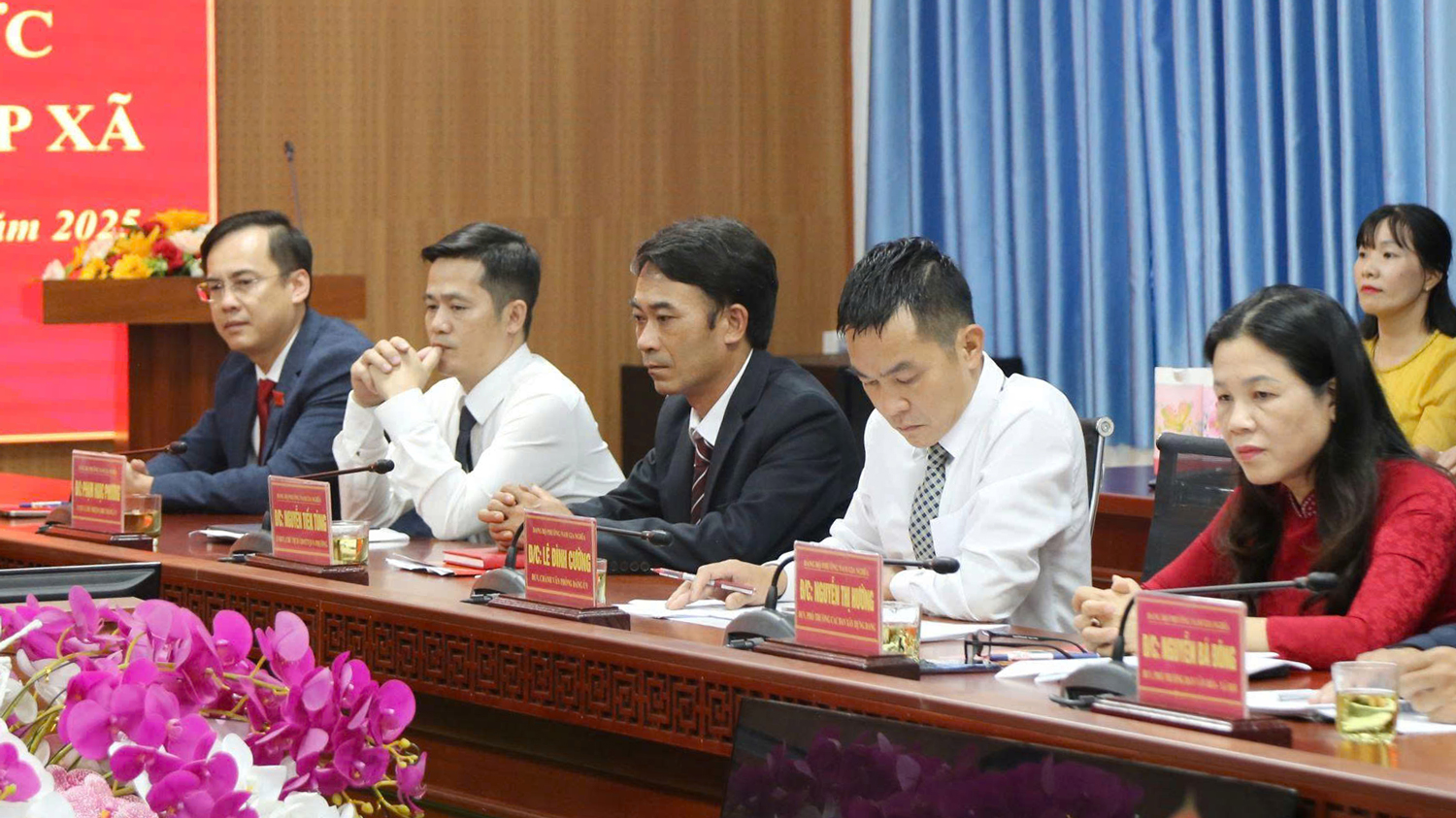 Các đại biểu tham dự Hội nghị trực tuyến tại điểm cầu phường Nam Gia Nghĩa (tỉnh Đắk Nông)
