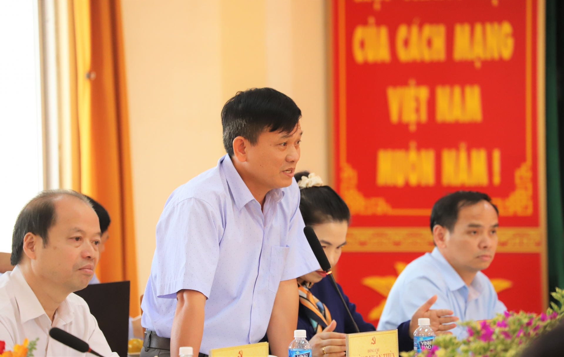 Đồng chí Hoàng Xuân Thùy - Phó Chủ nhiệm Ủy ban Kiểm tra Tỉnh ủy phát biểu tại buổi làm việc
