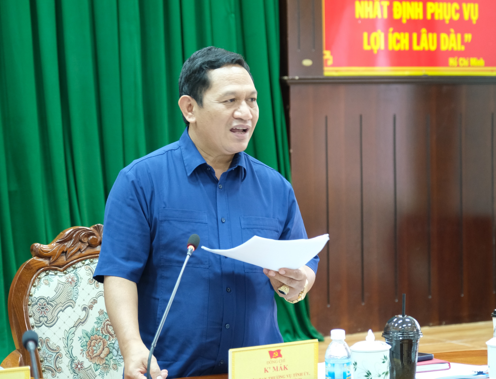 Đồng chí K’Mák - Ủy viên Ban Thường vụ Tỉnh ủy, Phó Chủ tịch HĐND tỉnh phát biểu kết luận buổi làm việc