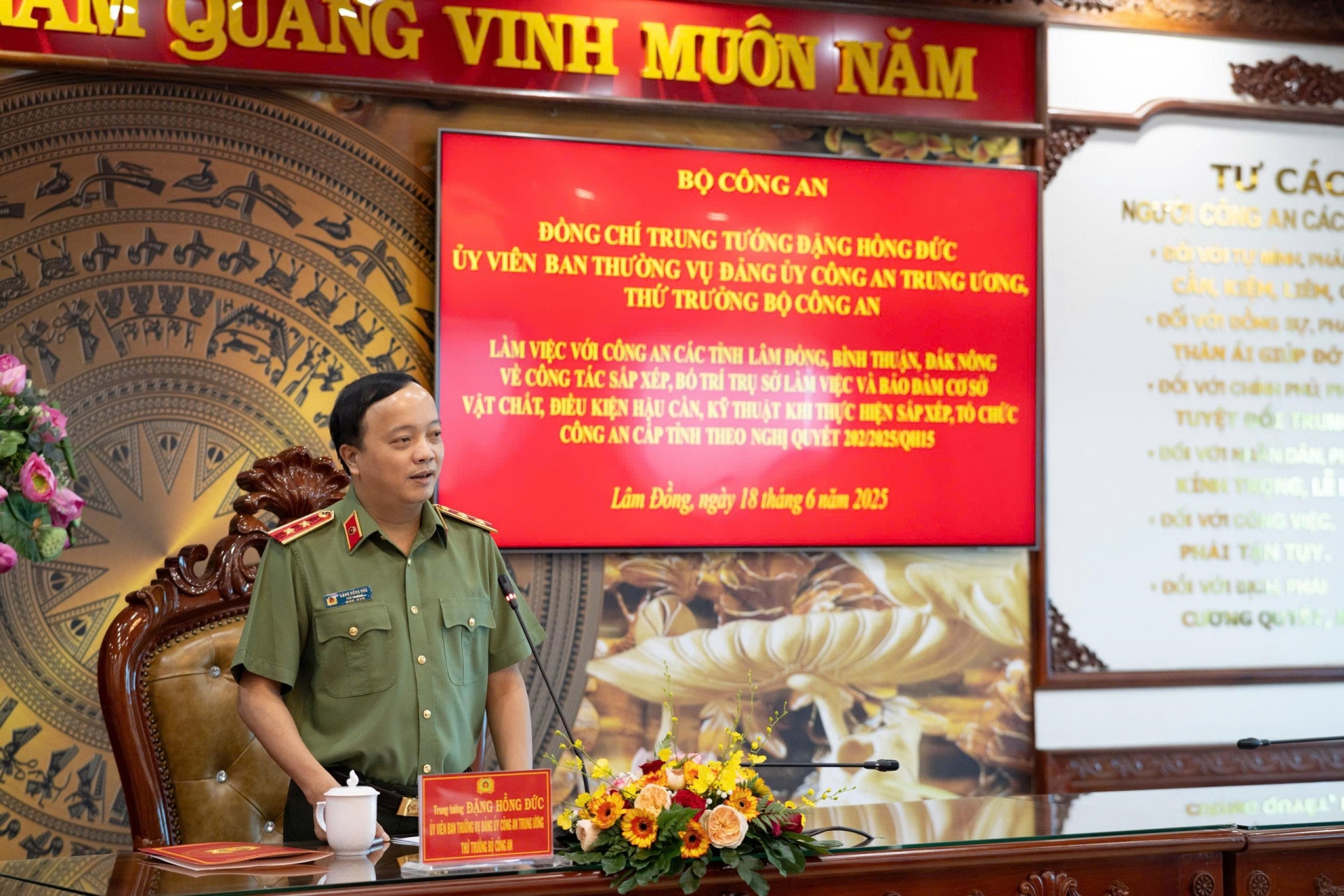 Trung tướng Đặng Hồng Đức, Thứ trưởng Bộ Công an phát biểu chỉ đạo