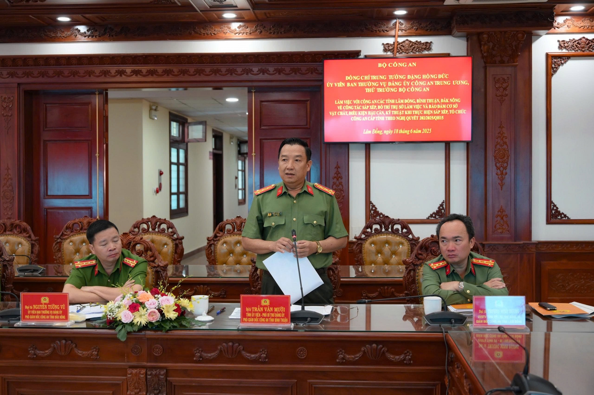 Đại tá Trần Văn Mười, Phó giám đốc Công an tỉnh Bình Thuận phát biểu