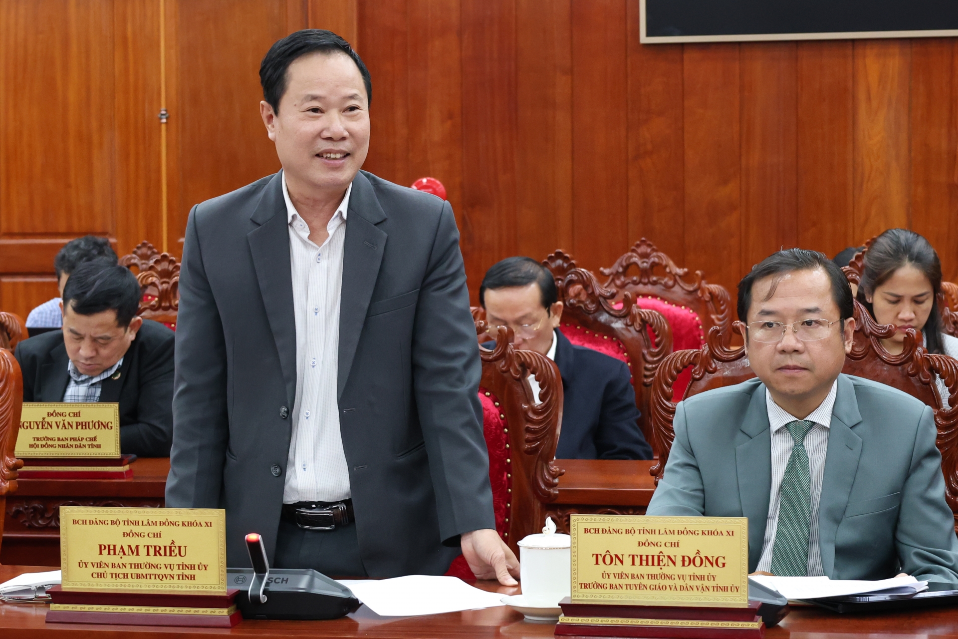 Phạm Triều - Ủy viên Ban Thường vụ, Chủ tịch Ủy ban MTTQ Việt Nam tỉnh.