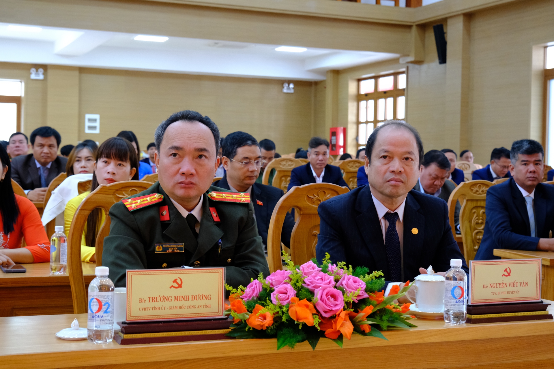 Đại tá Trương Minh Đương - Ủy viên Ban Thường vụ Tỉnh ủy, Bí thư Đảng ủy, Giám đốc Công an tỉnh dự Hội nghị Công bố quyết định về công tác cán bộ của 5 xã mới tại huyện Bảo Lâm