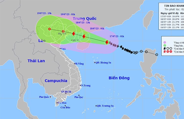 Thời tiết ngày 17/7: Bão số 1 giật cấp 15 gây mưa rất to ở Bắc Bộ