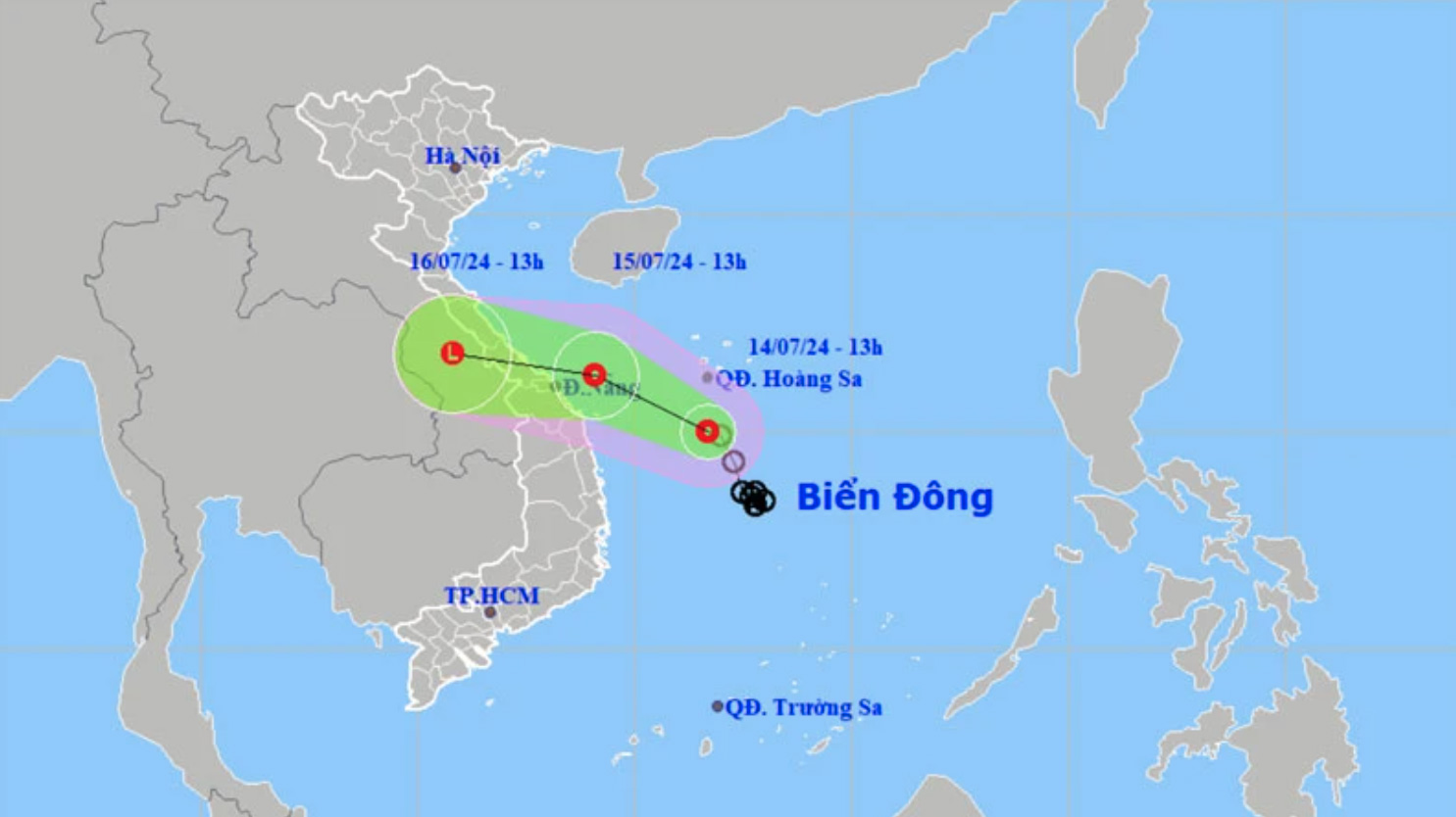 Áp thấp nhiệt đới hướng vào khu vực từ Quảng Bình đến Quảng Ngãi