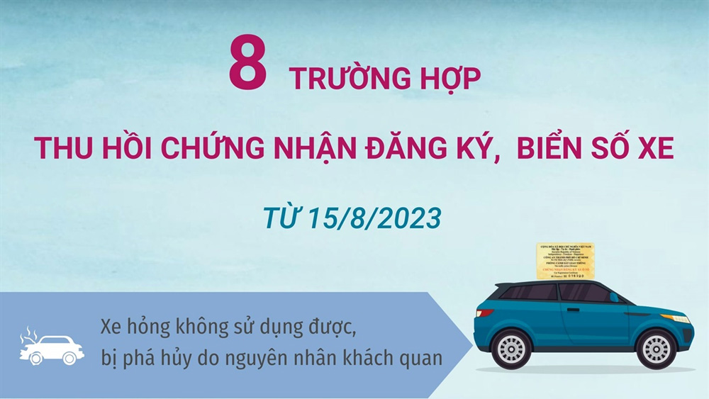 8 trường hợp thu hồi chứng nhận đăng ký, biển số xe từ 15/8/2023