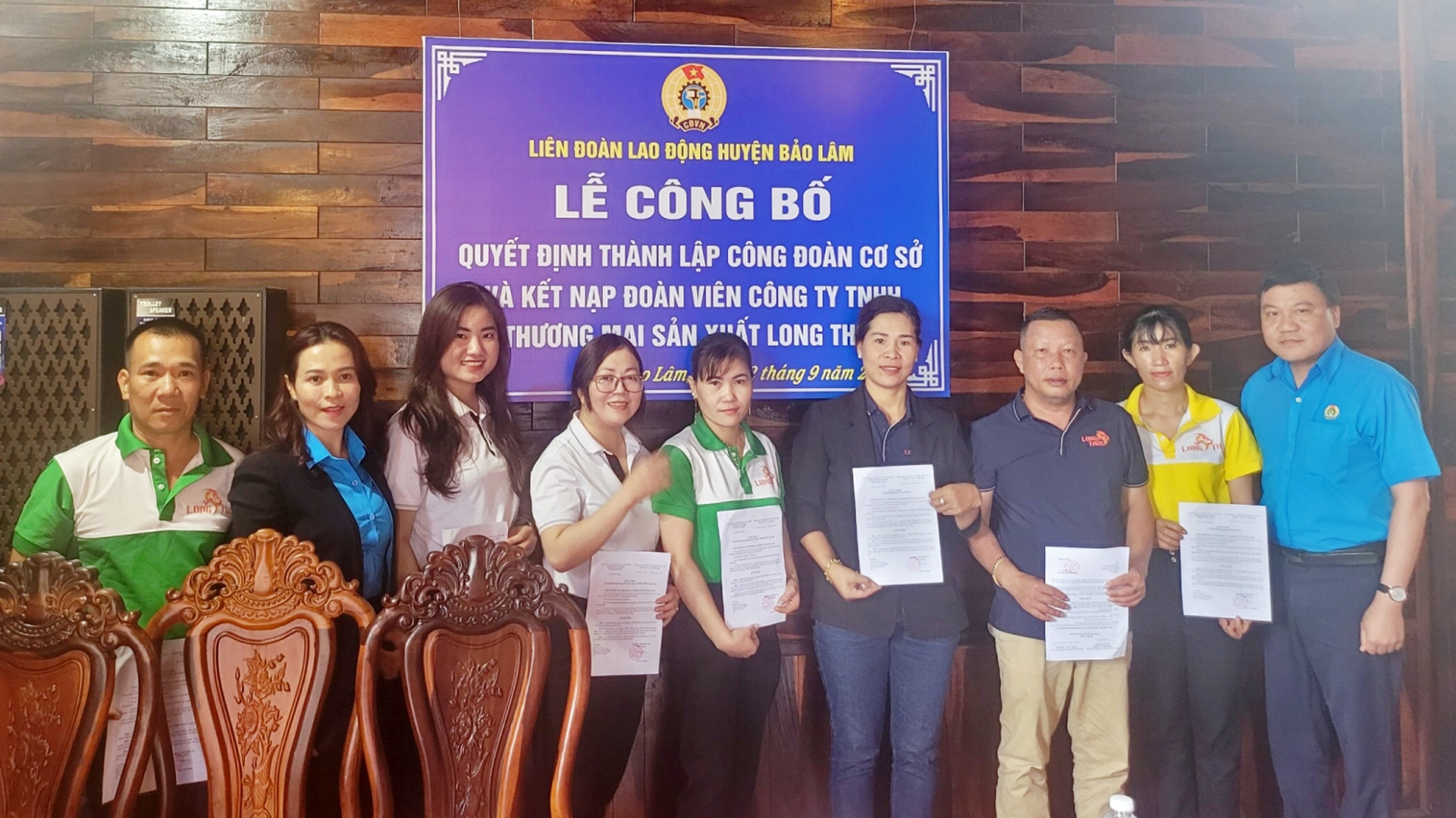 Thành lập Công đoàn cơ sở Công ty TNHH Long Thủy