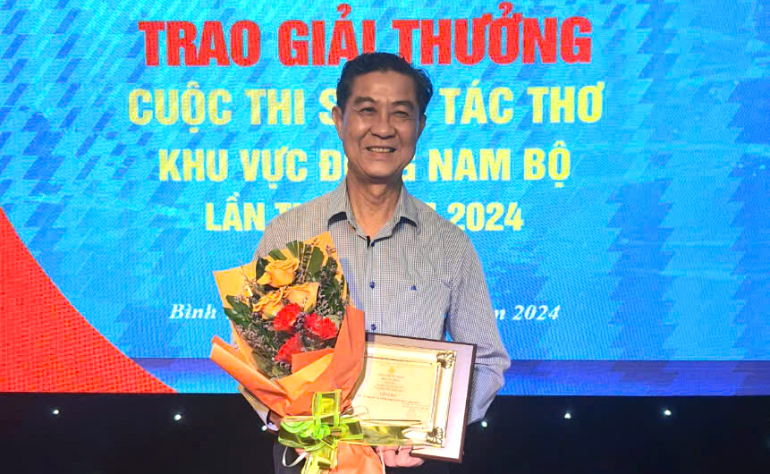 Nhà thơ Nguyễn Tấn On đoạt giải Ba của Cuộc thi Sáng tác thơ Khu vực Đông Nam Bộ lần I - năm 2024