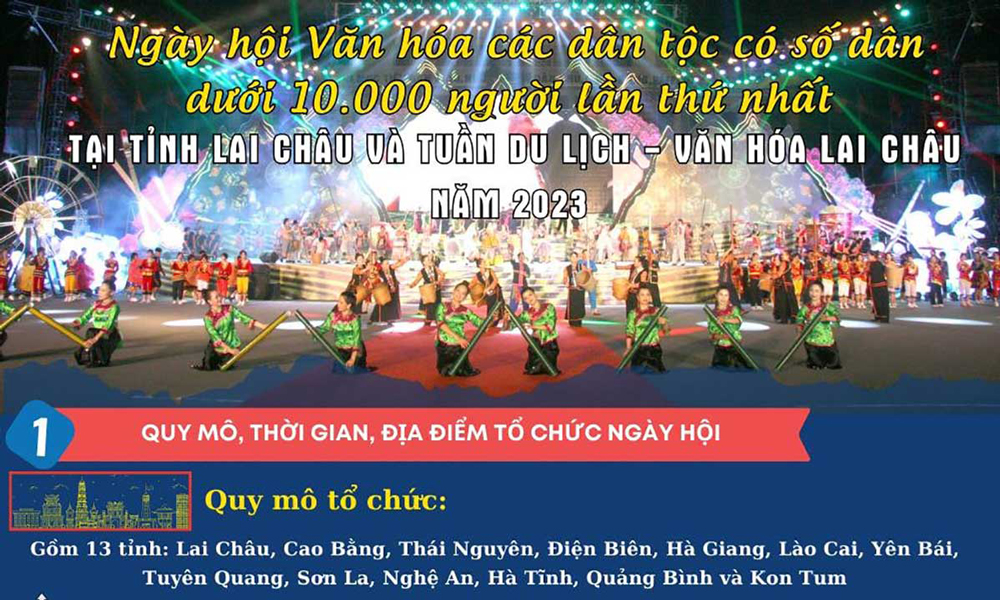 Ngày hội Văn hóa các dân tộc có số dân dưới 10.000 người lần thứ I, tại tỉnh Lai Châu và Tuần Du lịch - Văn hóa Lai Châu năm 2023 diễn ra từ ngày 3 - 5/11