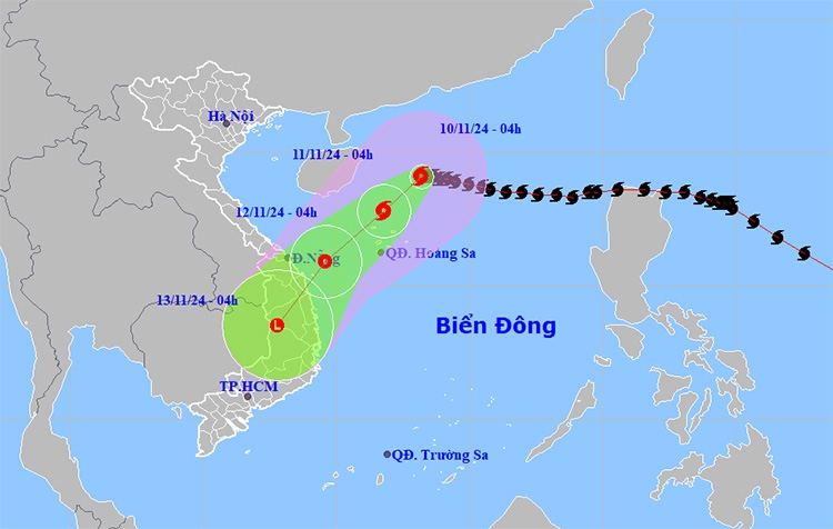 Thời tiết ngày 10/11: Bão số 7 suy yếu thành áp thấp nhiệt đới