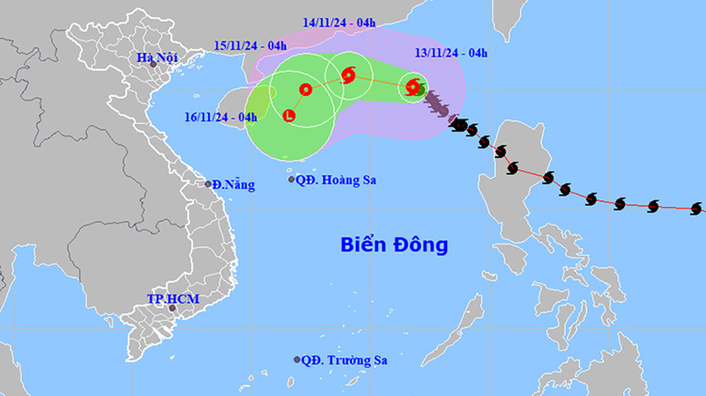 Thời tiết ngày 13/11: Trung Trung Bộ có mưa to, bão số 8 giật cấp 11 trên Biển Đông