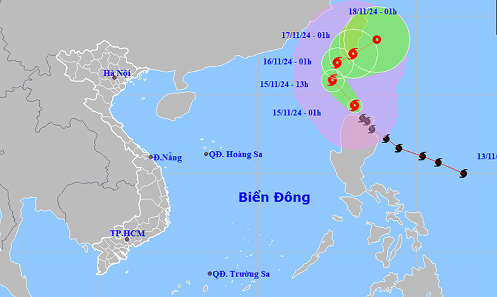 Thời tiết ngày 15/11: Mưa dông, gió mạnh trên biển
