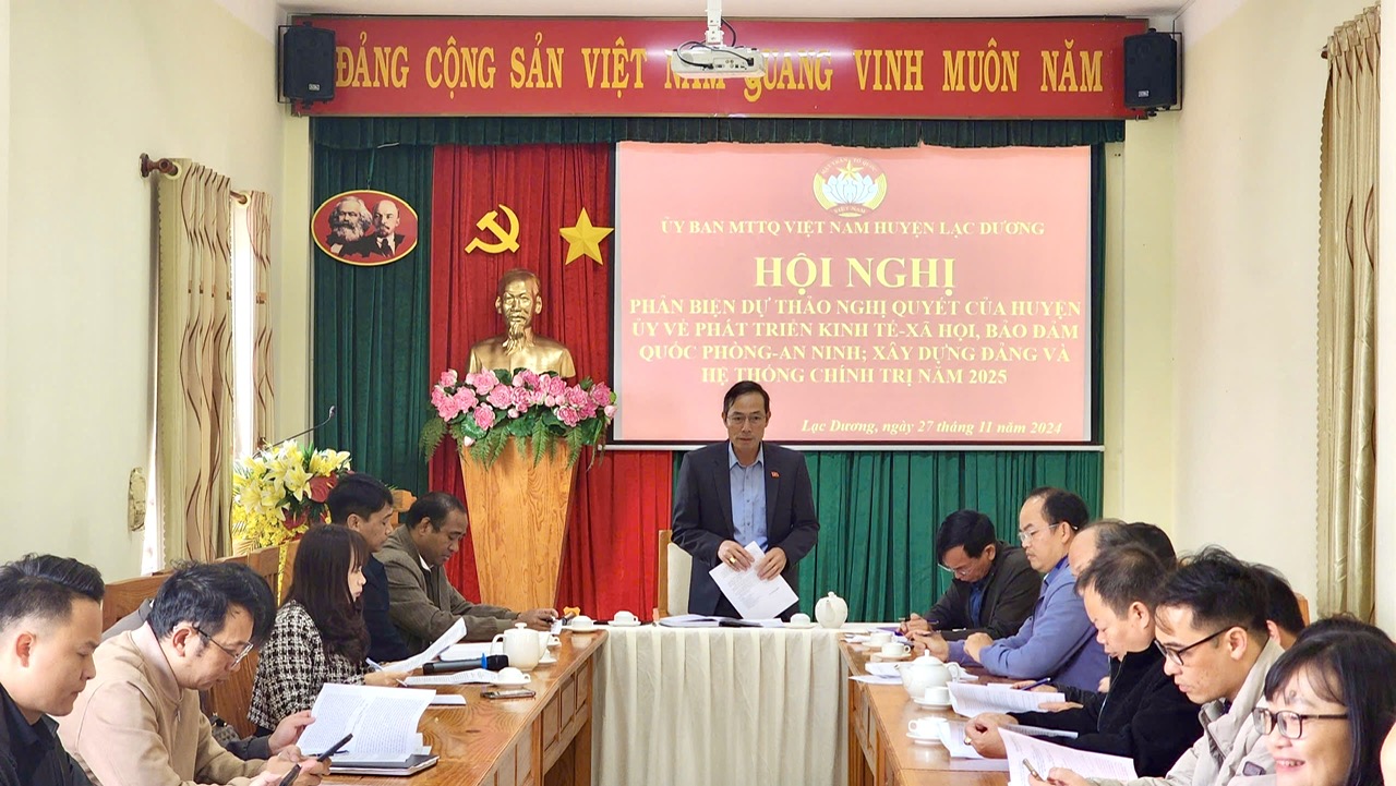 Lạc Dương: Hội nghị phản biện dự thảo Nghị quyết của Huyện ủy về phát triển kinh tế - xã hội năm 2025