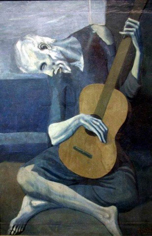 Xẩm già choi guitar – Sơn dầu.