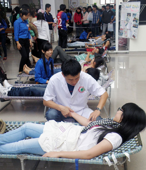 Gần 500 sinh viên Đại học Đà Lạt tình nguyện hiến máu