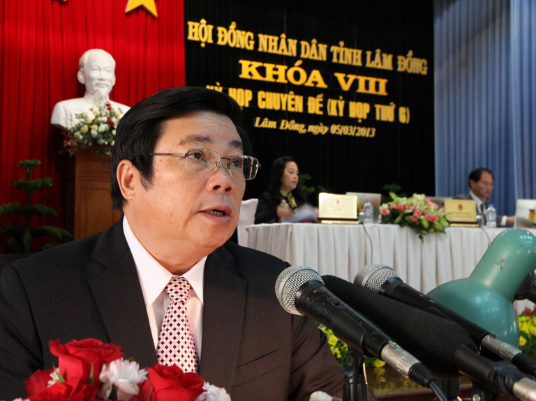 Đ/c Huỳnh Đức Hoà - Bí thư Tỉnh uỷ, Chủ tịch HĐND tỉnh phát biểu khai mạc kỳ họp