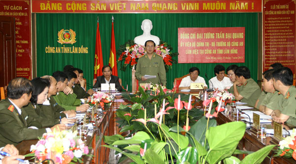 Bộ trưởng Trần Đại Quang làm việc tại Công an Lâm Đồng
