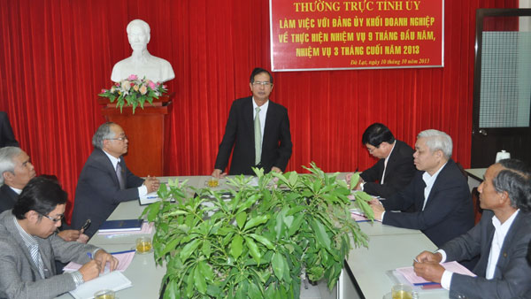 Thường trực Tỉnh ủy làm việc với Đảng ủy Khối Doanh nghiệp