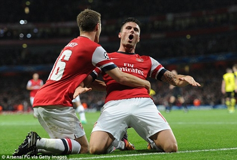 Giroud ghi bàn gỡ hòa cho Pháo thủ