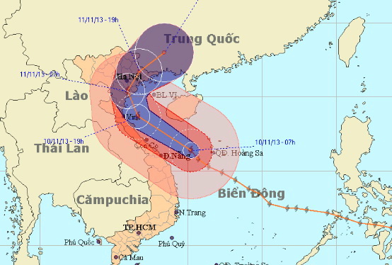 Bão Haiyan giật cấp 15, 16 đang tiến vào Thanh Hóa và Bắc bộ