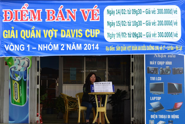 Đà Lạt: 4 điểm bán vé xem giải quần vợt Davis Cup