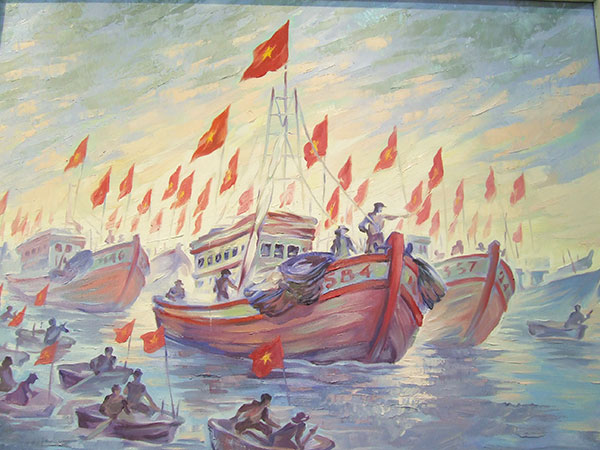 Tác phẩm: Quyết giữ biển Đông (sơn dầu, Vũ Văn Thành)