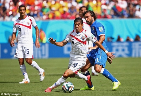 Lối chơi nhanh, áp sát của Costa Rica gây ra vô vàn khó khăn cho Italia