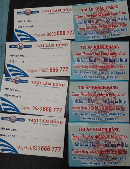 Phiếu khuyến mãi của hãng Lado taxi