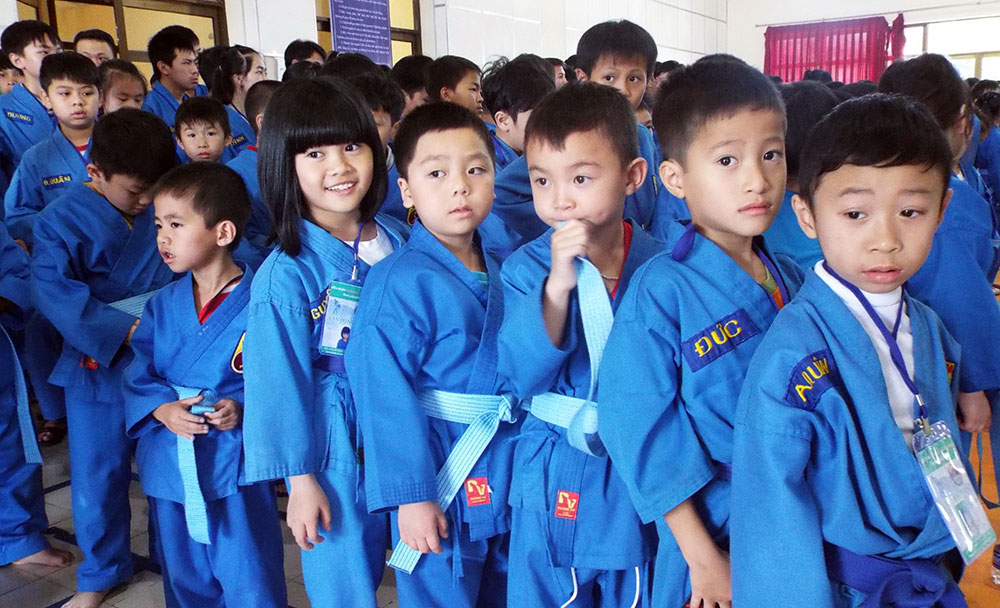 Các hoạt động diễn ra ở Trung tâm Hoạt động Thanh thiếu nhi Lâm Đồng thu hút đông thanh thiếu nhi tham gia (trong ảnh: Liên hoan Vovinam)