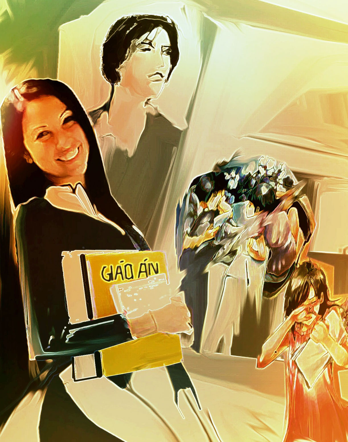 Cô giáo và lớp trưởng