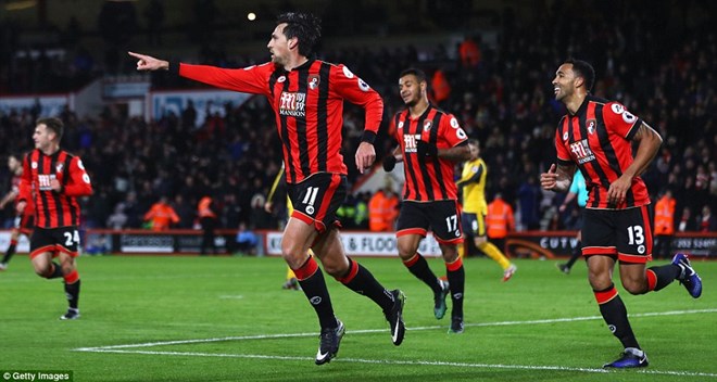 Bournemouth dẫn trước 3-0 nhưng lại để cầm hòa đáng tiếc. (Nguồn: Getty Images)