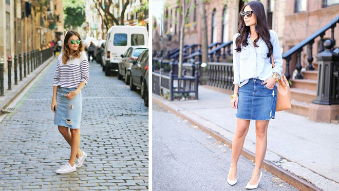 Chân váy jeans luôn mang lại sự trẻ trung, năng động