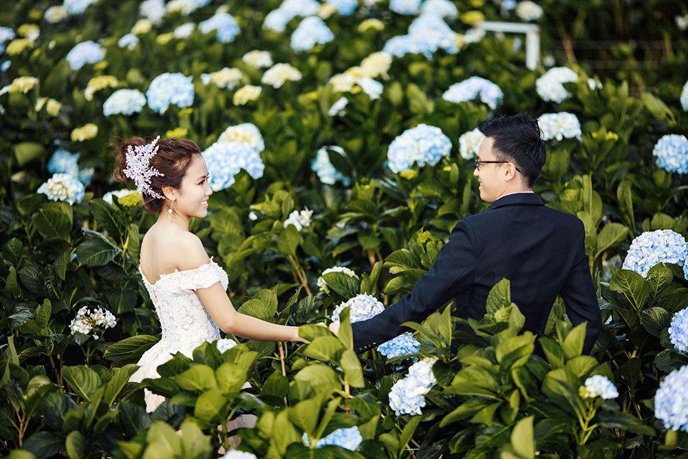 Hạnh phúc bên hoa. Ảnh: Phan Nhân