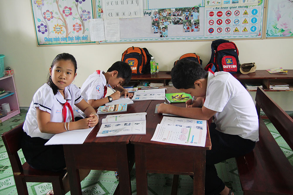 Điều kiện học tập của trẻ em ở Trường Sa được trang bị khá đầy đủ. Ảnh: V.Q